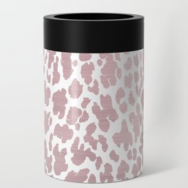 Modern girly pink rose gold ombre leopard print Can Cooler
