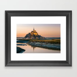 Sunset to Mont Saint Michel Framed Art Print
