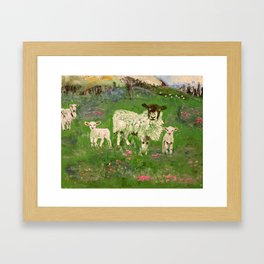 Lambs in the Meadow Framed Art Print