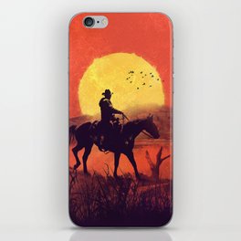 Red dead cowboy sunset  iPhone Skin