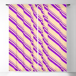 [ Thumbnail: Dark Violet and Tan Colored Stripes/Lines Pattern Blackout Curtain ]