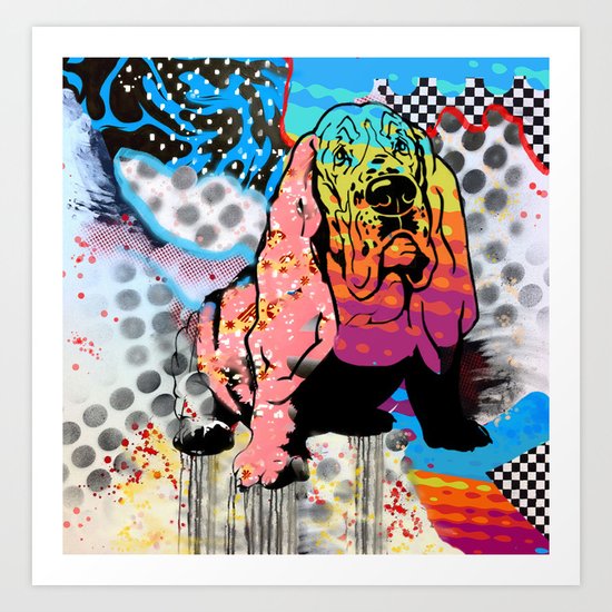 Basset pop art Art Print