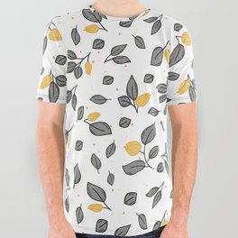 Yellow and grey tulips pattern All Over Graphic Tee