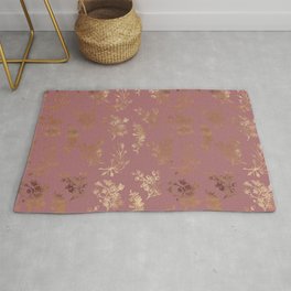 Mauve pink faux gold wildflowers illustration Area & Throw Rug