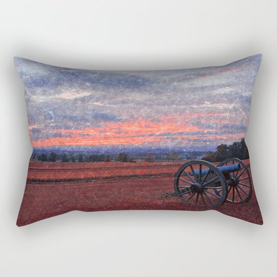 Gettysburg Cannon Sunset - Ruby Rapture Rectangular Pillow