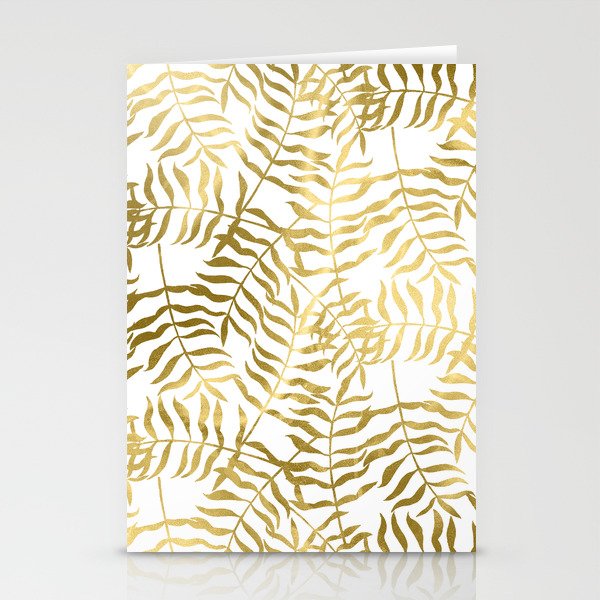 Gold Leaves on White Stationery Cards