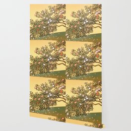 Camelia Petals Scattering Japanese Taisho Period 4 Panel Screen by Gyoshu Hayami  Wallpaper