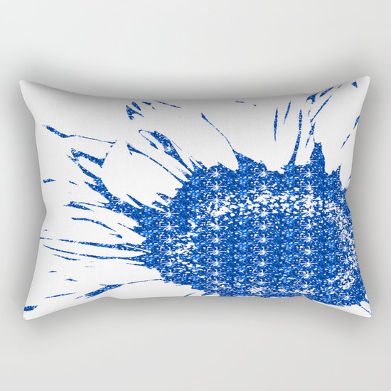 Sparkley Blue Flower Rectangular Pillow