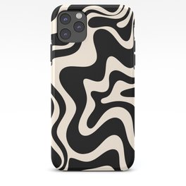 Retro Liquid Swirl Abstract in Black and Almond Cream  iPhone Case | Cool, Wavy, Vibe, Painting, Pattern, Swirl, Digital, Kierkegaard Design, Trendy, Trippy 
