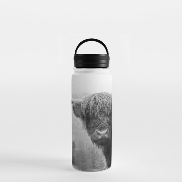 Highland Cow Black & White #2 #wall #art #society6 Water Bottle