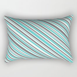 [ Thumbnail: Dim Grey, Light Grey, Turquoise & Mint Cream Colored Striped Pattern Rectangular Pillow ]