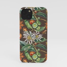 Watercolor botanical seamless pattern of culinary and healing plant star anise iPhone Case