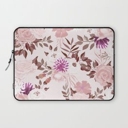 Vintage Pink Flowers Painted Watercolour Garden Pattern Laptop Sleeve