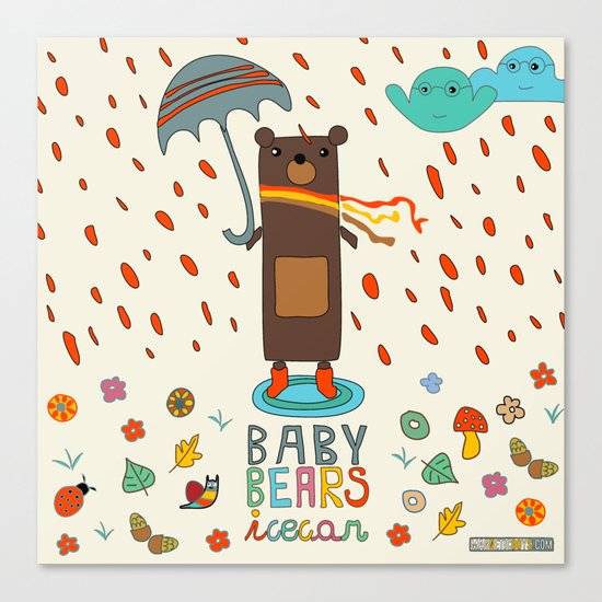 Baby Bears Icecar Canvas Print