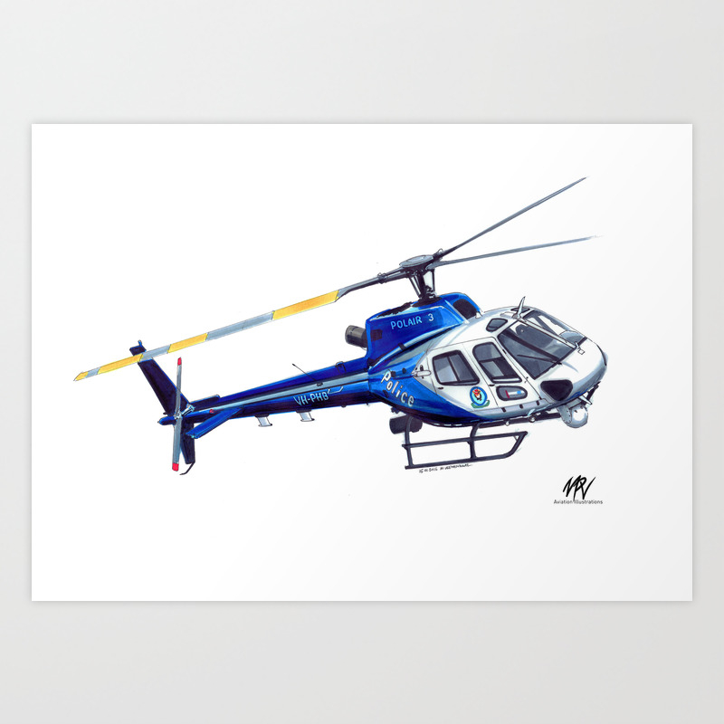 Nsw Polair 3 Eurocopter As350 Ecureuil Art Print By Mpv Aviation Illustrations Society6