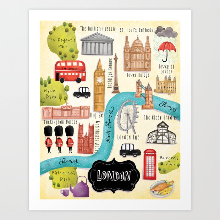 London Calling- Illustrated Map Art Print