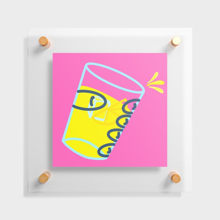 Lemonade Summer Retro Hot Pink Floating Acrylic Print