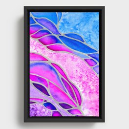Abstract Watercolor in Blue, Pink, and Purple Framed Canvas