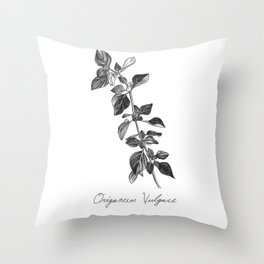 Oregano Botanical Illustration Throw Pillow