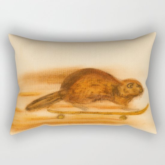 Rider - Beaver skateboarder Rectangular Pillow