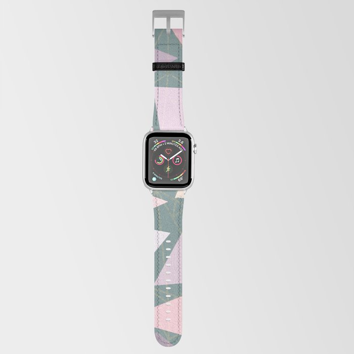 Geometrical pink gold coral ivory blue green triangles Apple Watch Band