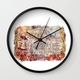 Rome Italy watercolor Wall Clock