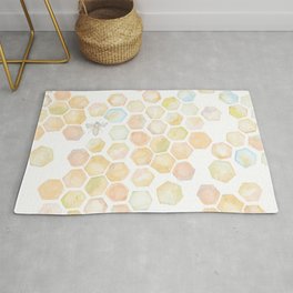 Bee and honeycomb watercolor Rug