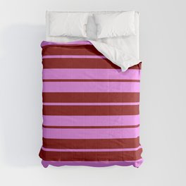 [ Thumbnail: Violet & Maroon Colored Stripes/Lines Pattern Comforter ]