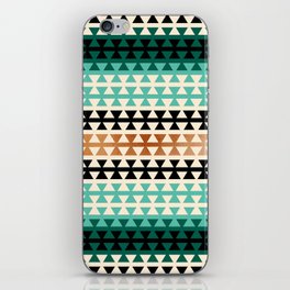 Desert Boho Ethnic Pattern with Triangles (shades of green) iPhone Skin