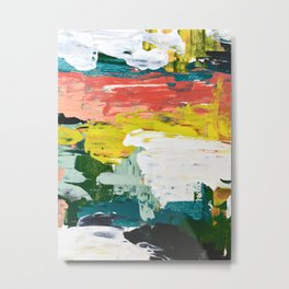 Venice Beach: A vibrant abstract painting in Neon Green, pink, and white by Alyssa Hamilton Art  Metal Print