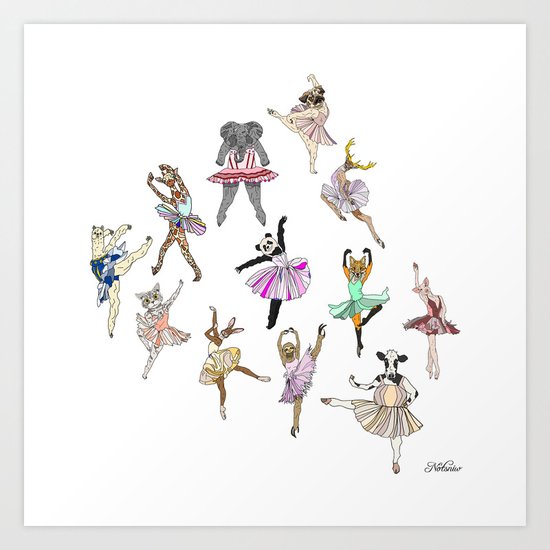 Animal Ballerinas Art Print