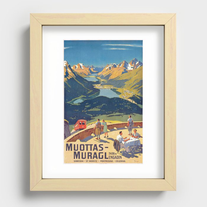 Muottas Muragl - Vintage Swiss Travel Poster Recessed Framed Print