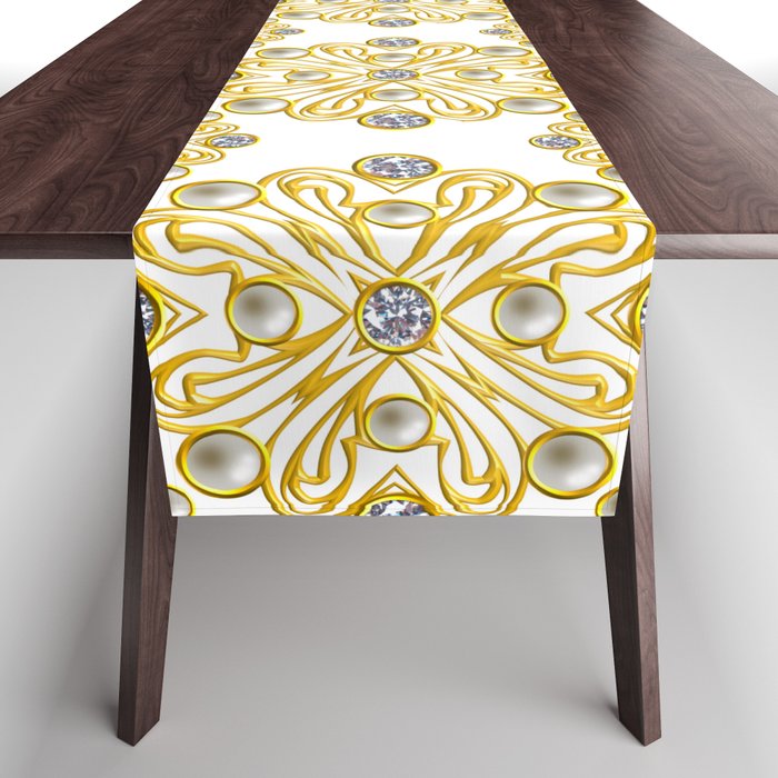 Ornate ,baroque ,motifs ,ornaments pattern  Table Runner