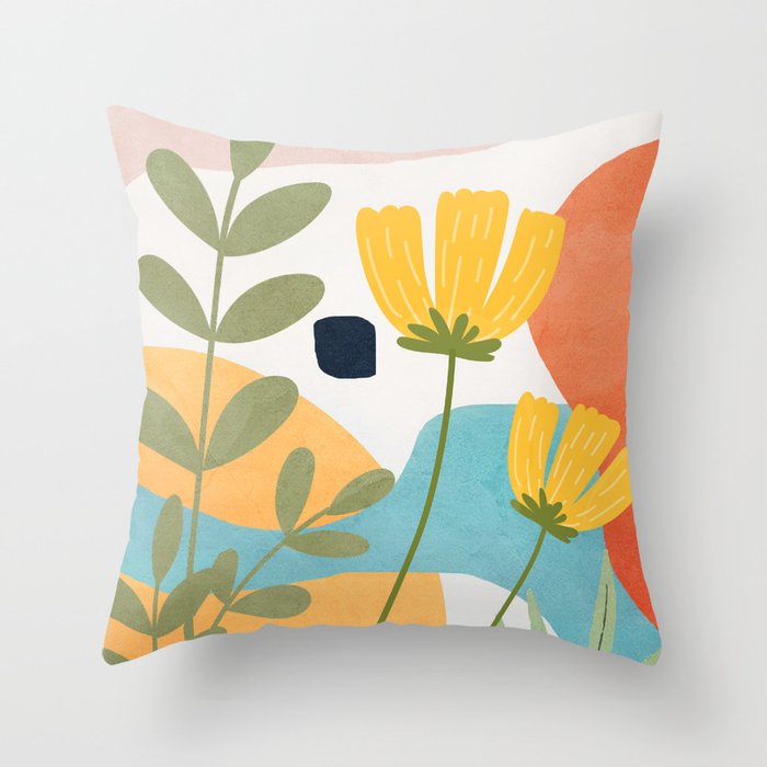 Colorful Flower Design 2 Throw Pillow