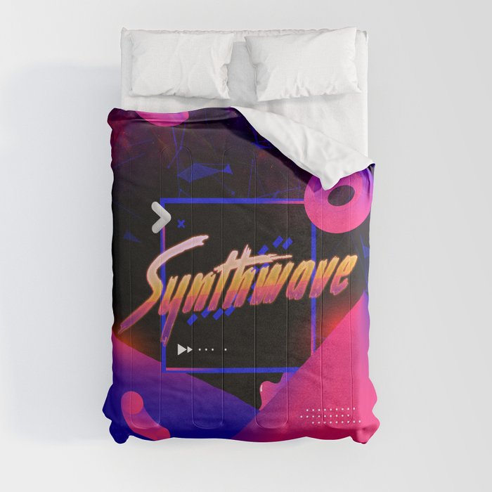Neon synthwave horizon #2 Comforter