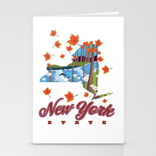 New York State map Stationery Cards