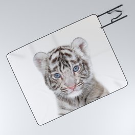 Baby White Tiger, Safari, Jungle Animals, Kids Art, Baby Animals Art Print By Synplus Picnic Blanket