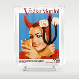 Devilishly dry vodka martini, devil pitchfork vintage advertisement poster / posters Shower Curtain