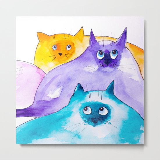 THOUGHTFUL CATS Metal Print
