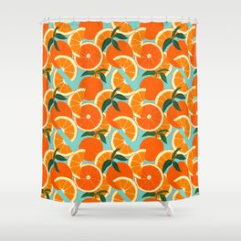 Orange Harvest - Blue Shower Curtain