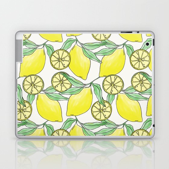 Watercolor lemon summer fruit design Laptop & iPad Skin