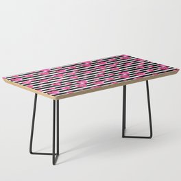 Black Stripes and Pink Hearts | Glitter Chic Pattern 09 Coffee Table