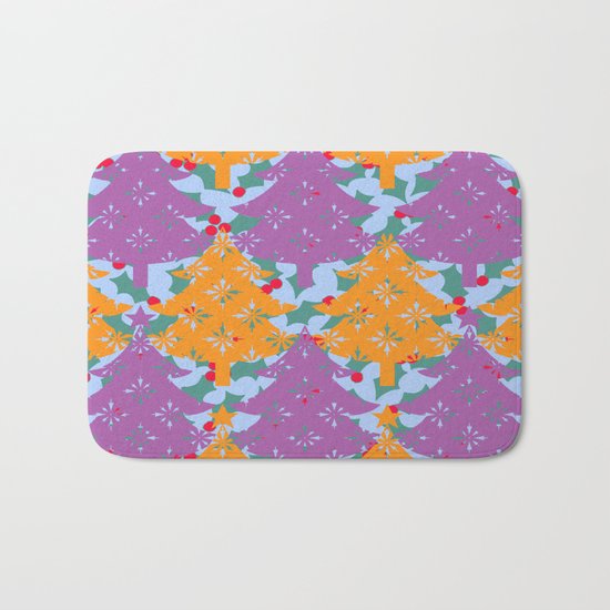 Christmas Holly Tree Bath Mat