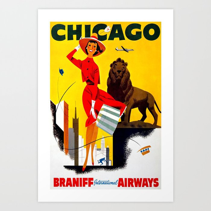 Vintage Chicago Travel Poster Art Print