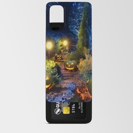 Dark Blue Garden Patio with Jack-o-Lanterns Android Card Case