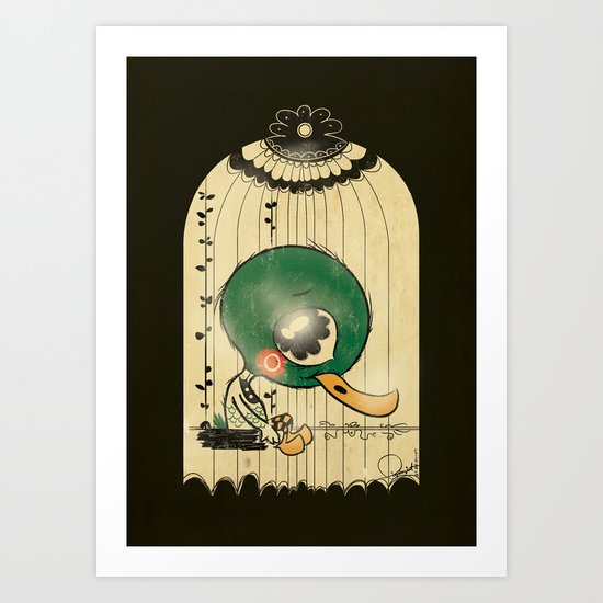 Chinese Idiom: Sitting Duck 插翅难飞 Art Print