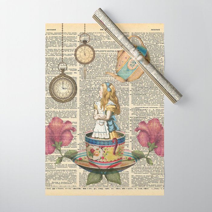 It's Always Tea Time - Alice In Wonderland Wrapping Paper
