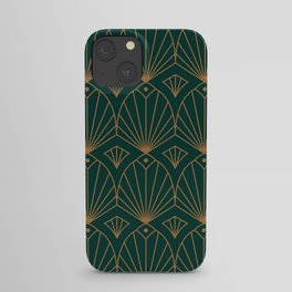 Art Deco Emerald Green & Gold Pattern iPhone Case