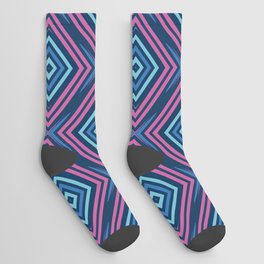 Blue and Purple Square Pattern Socks