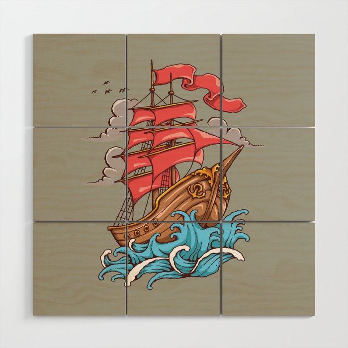 Sailing Ship Wood Wall Art